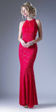 Cinderella Divine A1613 Halter High Neckline Long Formal Sheath Dress