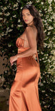 Cinderella Divine BD108 Satin Fitted Dress with Slit