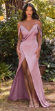 Cinderella Divine BD109 Long Satin Cowl Back Wrap Dress