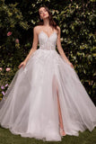 Ladivine C148W Strapless A-Line Lace & Tulle Wedding Dress