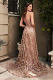 Ladivine CB046 Strapless Fitted Gown Floral Applique And Glitter Tulle Overskirt