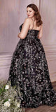 Cinderella Divine CB073 Floor Length Luminescent Floral Sequin Print Ball Gown