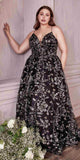 Cinderella Divine CB073 Floor Length Luminescent Floral Sequin Print Ball Gown