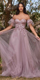 Cinderella Divine CB080 Long Strapless Tulle Floral Ball Gown