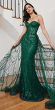 Cinderella Divine CB095 Strapless Lace Fitted Gown with Over Skirt