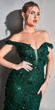 Ladivine CB096 Long Off the Shoulder Formal Glitter Gown