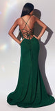 Cinderella Divine CC2162 Floor Length Formal Sparkly Stretch Fit Lace Up Gown