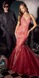 Cinderella Divine CC2279 Long Glitter Printed Mermaid Gown