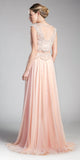 Cinderella Divine CD0113 Illusion Beaded Formal Gown Cap Sleeves