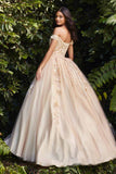 Cinderella Divine CD0185 Off The Shoulder Layered Tulle Ball Gown