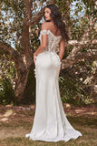 Cinderella Divine CD0186W Long Floral Off the Shoulder Gown with Slit