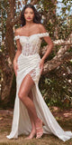 Cinderella Divine CD0186W Long Floral Off the Shoulder Gown with Slit