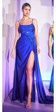 Cinderella Divine CD0201 Long Hot Stone Draped Gown with Slit