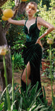Cinderella Divine CD235 Long Velvet Gathered Fitted Dress