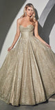 Ladivine CD252 Floor Length Lace Up Glitter A-Line Ball Gown
