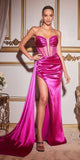 Cinderella Divine CD269 Floor Length Strapless Satin Corset Gown