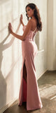 Ladivine CD338 Long Strapless Luxe Satin Fitted Formal Gown