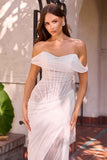 Ladivine CD387W Fitted Off the Shoulder Wedding Gown