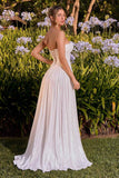Ladivine CD414W Shimmering A-Line Strapless Sweetheart Pleated Gown
