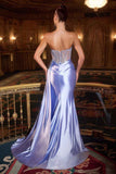 CLEARANCE - Ladivine CD722 Strapless Satin Fitted Emerald Evening Gown (Size 6)