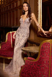 Ladivine CD795 Dress Lace & Tulle Crystal Embellished Fitted Gown