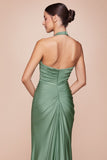 Ladivine CD796C Dress Stretch Satin Halter Fitted Curve Gown