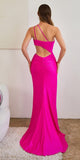 Ladivine CD887 Floor Length Sexy Cut Out Fitted Dress with Slit