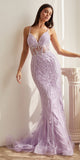 Cinderella Divine CD992 Floor Length Embellished Fitted Mermaid Gown