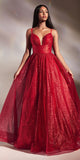 Cinderella Divine CD996 Floor Length A-line Glitter Ball Gown