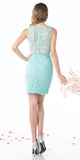 Cinderella Divine CF067S Short Sleeveless Mock Two-Piece Lace Dress