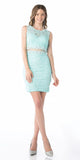 Cinderella Divine CF067S Short Sleeveless Mock Two-Piece Lace Dress