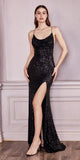 Cinderella Divine CF199 Long Slim & Sexy Gown Cowl Neckline Front Leg Slit