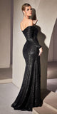CLEARANCE - Ladivine CH135 Long Sequin Off the Shoulder Long Sleeve Gown (Size M)