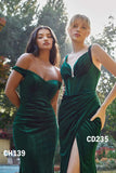 Cinderella Divine CD235 Long Velvet Gathered Fitted Dress