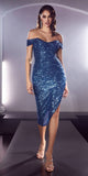 CLEARANCE - Cinderella Divine CH190C Sequin Midi Cocktail Dress (Size 2XL)