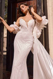 Ladivine CJ933W Plunging Sweetheart Beaded Fitted Mermaid Wedding Gown
