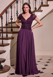 Ladivine CL07 A-Line Chiffon Beaded Gown