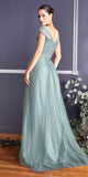 Ladivine ET320 Illusion V-Neck and Back Long Dress