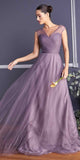 Ladivine ET320 Illusion V-Neck and Back Long Formal Dress Sleeveless
