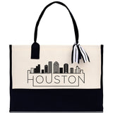 Houston Cotton Canvas Tote Bag TX Travel Vacation Tote Employee and Client Gift Wedding Favor Birthday Welcome Tote Bag Bridesmaid Gift