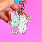 Fairy Cat Glitter Acrylic Keychain