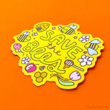 Save The Bees Donation Vinyl Sticker - Pollinators and Bug Lover Gift