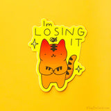 Losing It Stressed Out Tiger Cat Vinyl Sticker
