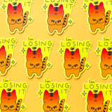Losing It Stressed Out Tiger Cat Vinyl Sticker