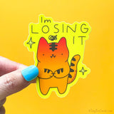 Losing It Stressed Out Tiger Cat Vinyl Sticker