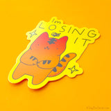 Losing It Stressed Out Tiger Cat Vinyl Sticker
