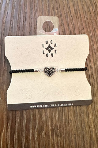 Silver Heart Laced Charm in Black