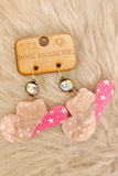 Acrylic Cowgirl Earrings - Pink Panache