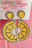 Half Lemon Beaded Earrings