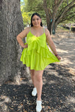 Neon Green Tiered Dress